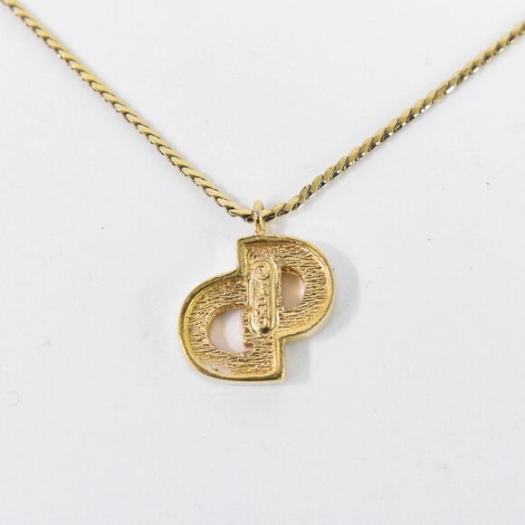 Christian Dior CD Logo Rhinestone Gold Plated Necklace - Picture 3 of 10
